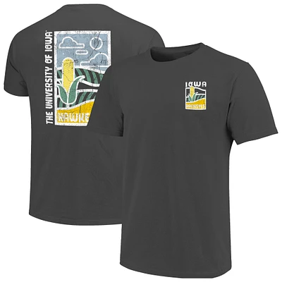 Men's  Graphite Iowa Hawkeyes Comfort Colors Minimal Vista Distressed Graphics T-Shirt