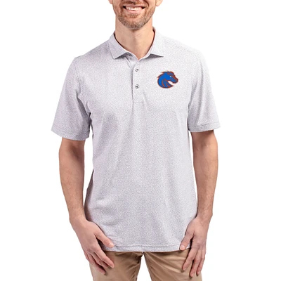 Men's Cutter & Buck  Gray Boise State Broncos Virtue Eco Pique Botanical Print Recycled DryTec Polo