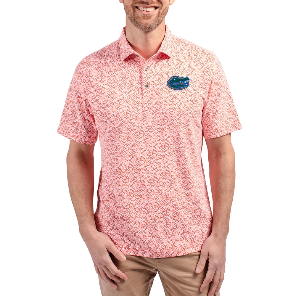 Men's Cutter & Buck Orange Florida Gators Virtue Eco Pique Botanical Print Recycled DryTec Polo