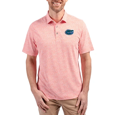 Men's Cutter & Buck  Orange Florida Gators Virtue Eco Pique Botanical Print Recycled DryTec Polo