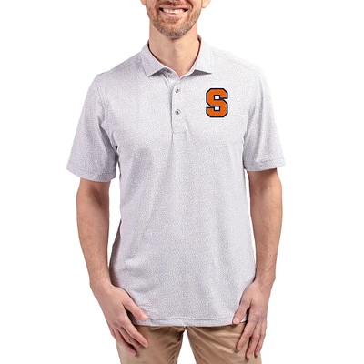 Men's Cutter & Buck  Gray Syracuse Orange Virtue Eco Pique Botanical Print Recycled DryTec Polo