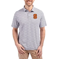 Men's Cutter & Buck  Navy Syracuse Orange Virtue Eco Pique Botanical Print Recycled DryTec Polo