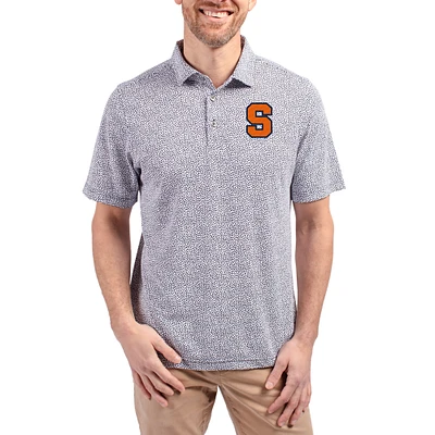 Men's Cutter & Buck  Navy Syracuse Orange Virtue Eco Pique Botanical Print Recycled DryTec Polo