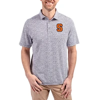 Men's Cutter & Buck  Navy Syracuse Orange Virtue Eco Pique Botanical Print Recycled DryTec Polo