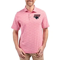 Men's Cutter & Buck  Red Clark Atlanta University Panthers Virtue Eco Pique Botanical Print Recycled DryTec Polo