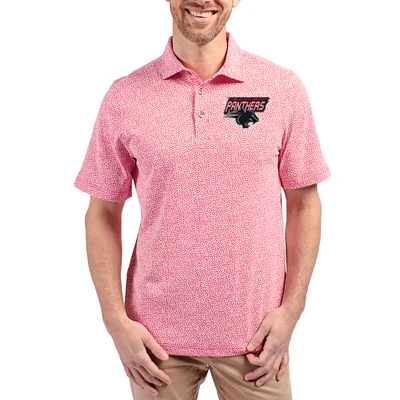 Men's Cutter & Buck  Red Clark Atlanta University Panthers Virtue Eco Pique Botanical Print Recycled DryTec Polo