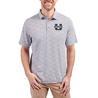 Men's Cutter & Buck  Navy Utah State Aggies Virtue Eco Pique Botanical Print Recycled DryTec Polo