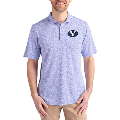 Men's Cutter & Buck  Royal BYU Cougars Virtue Eco Pique Botanical Print Recycled DryTec Polo