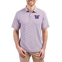 Men's Cutter & Buck  Purple Washington Huskies Virtue Eco Pique Botanical Print Recycled DryTec Polo