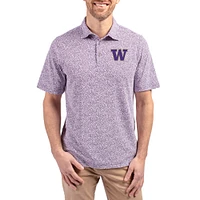 Men's Cutter & Buck  Purple Washington Huskies Virtue Eco Pique Botanical Print Recycled DryTec Polo