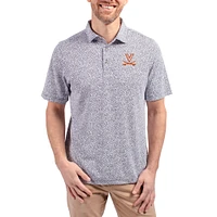 Men's Cutter & Buck  Navy Virginia Cavaliers Virtue Eco Pique Botanical Print Recycled DryTec Polo