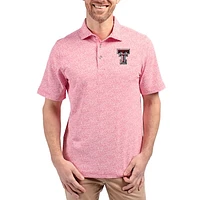 Men's Cutter & Buck Red Texas Tech Raiders Virtue Eco Pique Botanical Print Recycled DryTec Polo