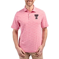 Men's Cutter & Buck Red Texas Tech Raiders Virtue Eco Pique Botanical Print Recycled DryTec Polo