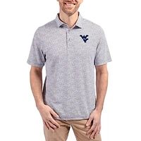 Men's Cutter & Buck  Navy West Virginia Mountaineers Virtue Eco Pique Botanical Print Recycled DryTec Polo
