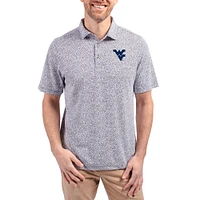 Men's Cutter & Buck  Navy West Virginia Mountaineers Virtue Eco Pique Botanical Print Recycled DryTec Polo