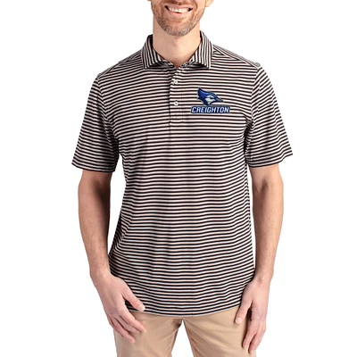 Men's Cutter & Buck Creighton Bluejays Virtue Eco Pique Stripe Recycled DryTec Polo