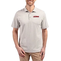 Men's Cutter & Buck  Gray UConn Huskies Virtue Eco Pique Stripe Recycled DryTec Polo