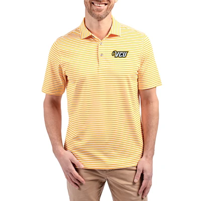 Men's Cutter & Buck  Gold VCU Rams Virtue Eco Pique Stripe Recycled DryTec Polo
