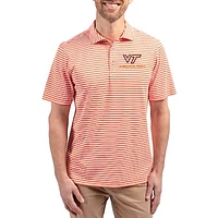 Men's Cutter & Buck  Orange Virginia Tech Hokies Virtue Eco Pique Stripe Recycled DryTec Polo