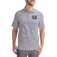 Men's Cutter & Buck  Navy Utah State Aggies Virtue Eco Pique Stripe Recycled DryTec Polo