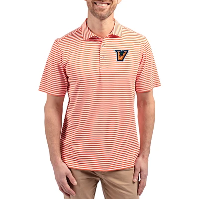 Men's Cutter & Buck Texas-Rio Grande Valley Vaqueros Virtue Eco Pique Stripe Recycled DryTec Polo