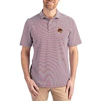 Men's Cutter & Buck  Maroon Texas State Bobcats Virtue Eco Pique Stripe Recycled DryTec Polo