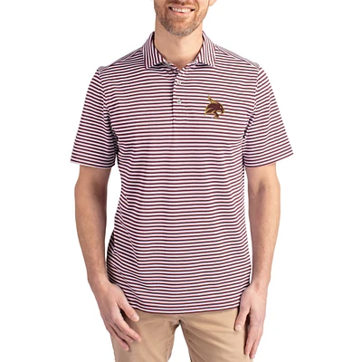 Men's Cutter & Buck  Maroon Texas State Bobcats Virtue Eco Pique Stripe Recycled DryTec Polo