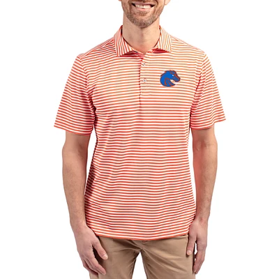 Men's Cutter & Buck  Orange Boise State Broncos Virtue Eco Pique Stripe Recycled DryTec Polo