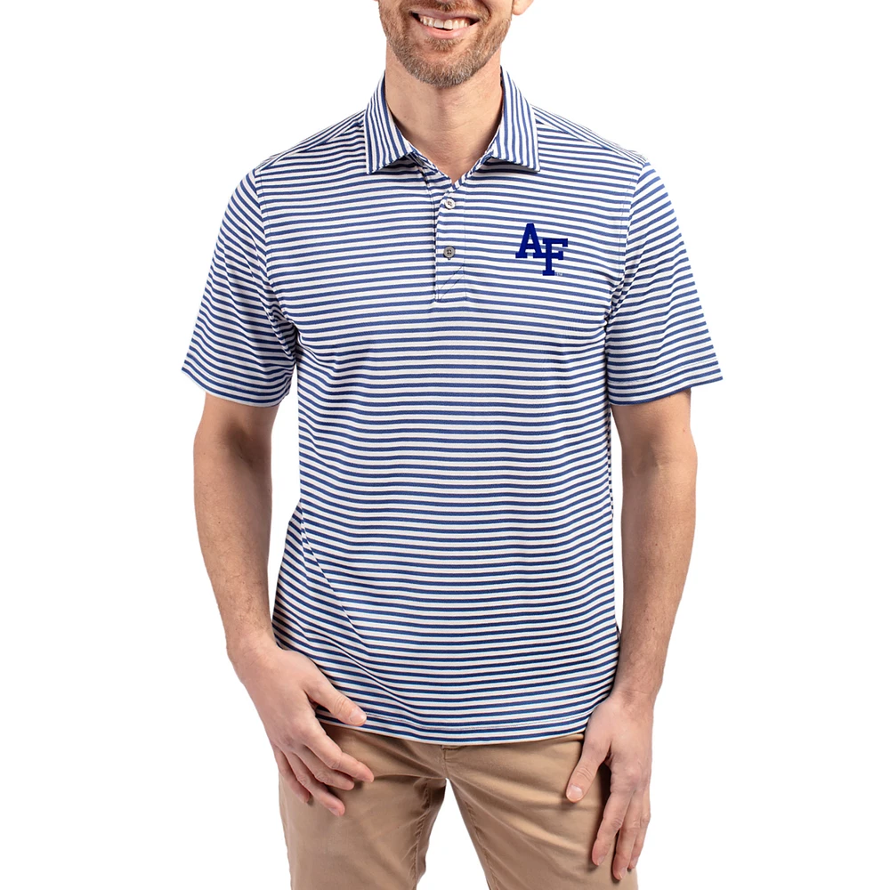 Men's Cutter & Buck Royal Air Force Falcons Virtue Eco Pique Stripe Recycled DryTec Polo