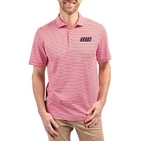 Men's Cutter & Buck  Red UIC Flames Virtue Eco Pique Stripe Recycled DryTec Polo