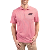 Men's Cutter & Buck  Red UIC Flames Virtue Eco Pique Stripe Recycled DryTec Polo