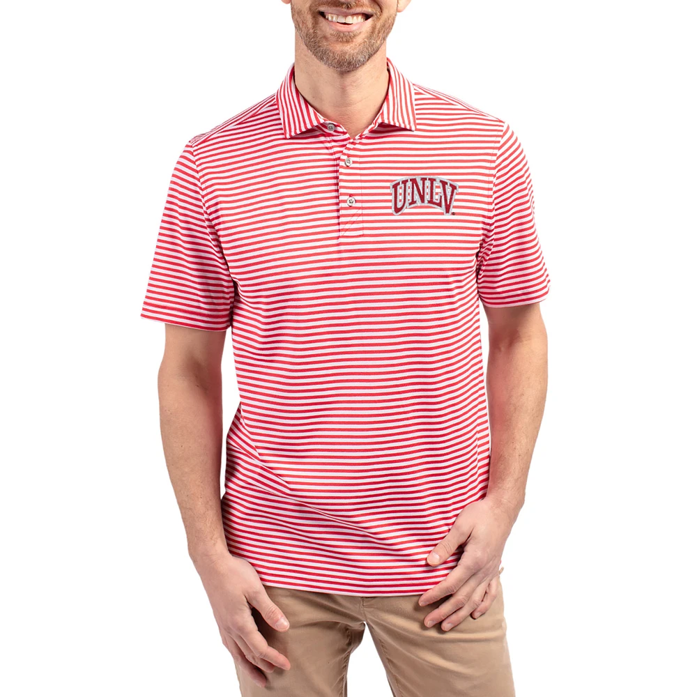 Men's Cutter & Buck UNLV Rebels Virtue Eco Pique Stripe Recycled DryTec Polo