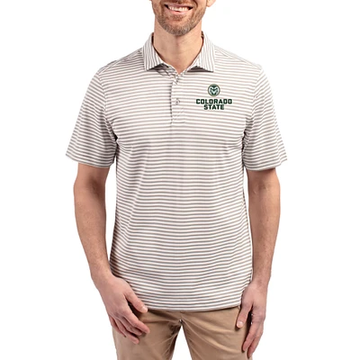 Men's Cutter & Buck Colorado State Rams Virtue Eco Pique Stripe Recycled DryTec Polo