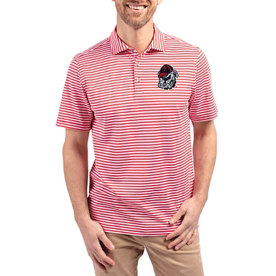 Men's Cutter & Buck  Red Georgia Bulldogs Virtue Eco Pique Stripe Recycled DryTec Polo
