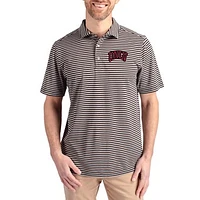 Men's Cutter & Buck  Black UNLV Rebels Virtue Eco Pique Stripe Recycled DryTec Polo