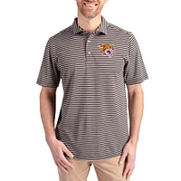 Men's Cutter & Buck  Black Bethune-Cookman Wildcats Virtue Eco Pique Stripe Recycled DryTec Polo