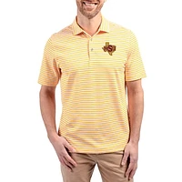 Men's Cutter & Buck  Gold Midwestern State Mustangs Virtue Eco Pique Stripe Recycled DryTec Polo