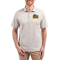 Men's Cutter & Buck  Gray Drexel Dragons Virtue Eco Pique Stripe Recycled DryTec Polo