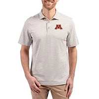 Men's Cutter & Buck  Gray Minnesota Golden Gophers Virtue Eco Pique Stripe Recycled DryTec Polo