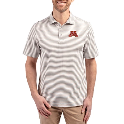 Men's Cutter & Buck  Gray Minnesota Golden Gophers Virtue Eco Pique Stripe Recycled DryTec Polo