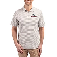 Men's Cutter & Buck  Gray Gonzaga Bulldogs Virtue Eco Pique Stripe Recycled DryTec Polo