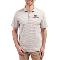 Men's Cutter & Buck  Gray Gonzaga Bulldogs Virtue Eco Pique Stripe Recycled DryTec Polo