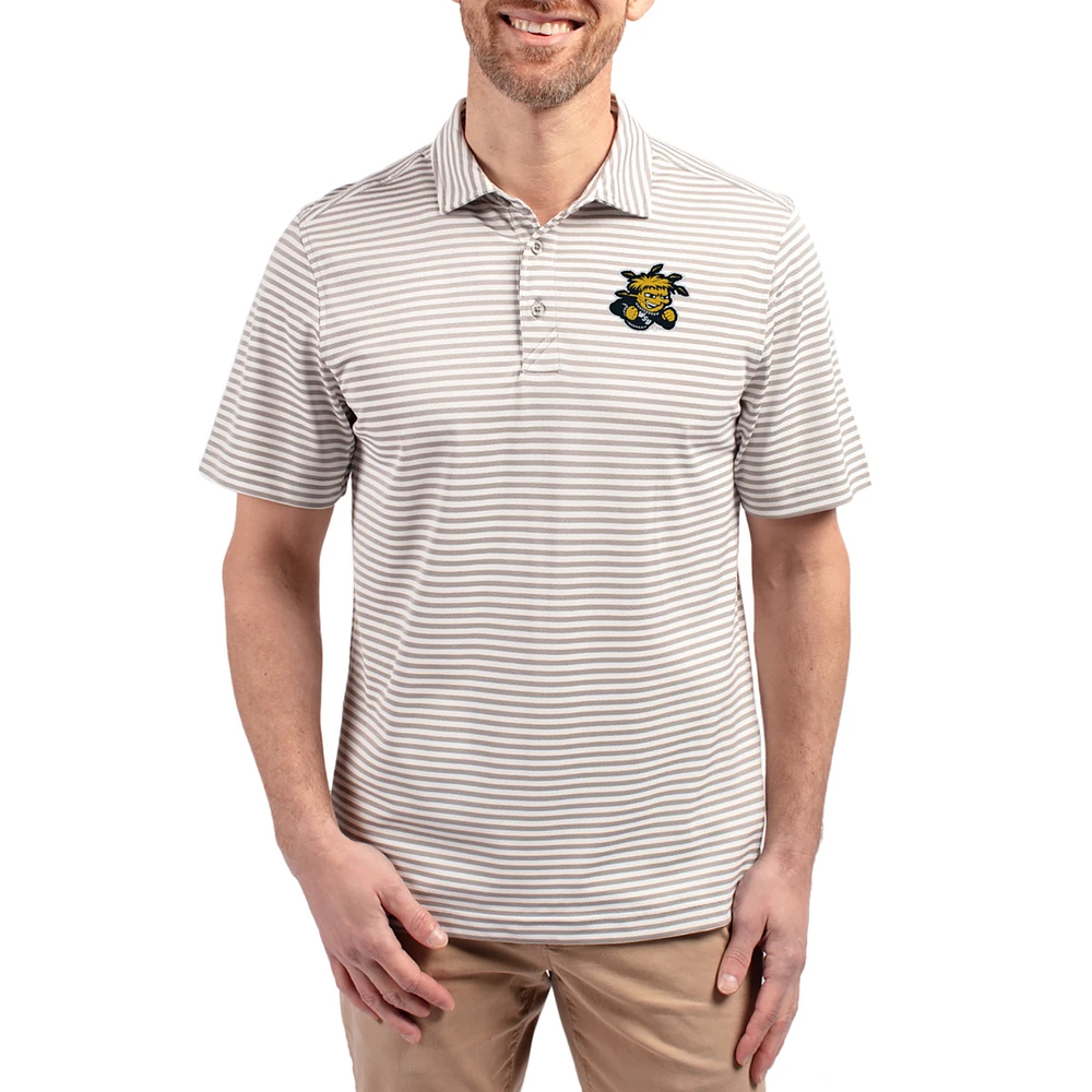 Men's Cutter & Buck Wichita State Shockers Virtue Eco Pique Stripe Recycled DryTec Polo