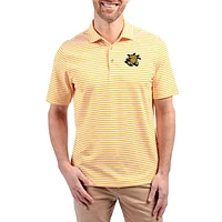 Men's Cutter & Buck  Gold Wichita State Shockers Virtue Eco Pique Stripe Recycled DryTec Polo