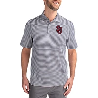Men's Cutter & Buck  Navy St. John's Red Storm Virtue Eco Pique Stripe Recycled DryTec Polo