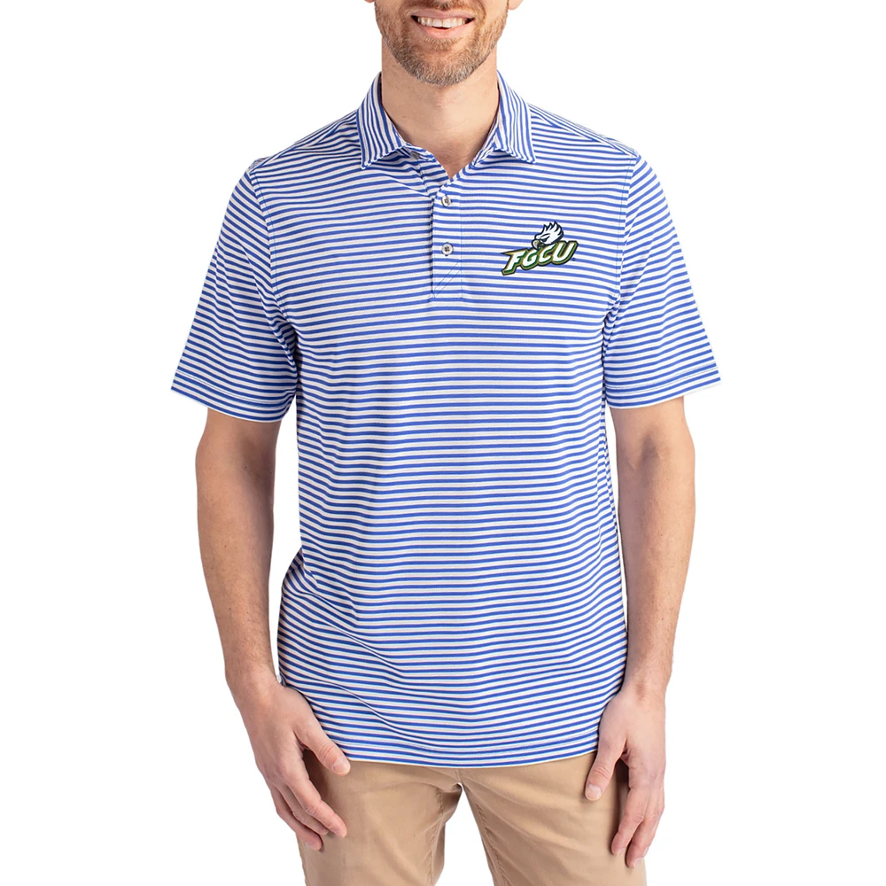 Men's Cutter & Buck Florida Gulf Coast Eagles Virtue Eco Pique Stripe Recycled DryTec Polo