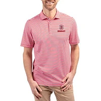 Men's Cutter & Buck  Red Bradley Braves Virtue Eco Pique Stripe Recycled DryTec Polo