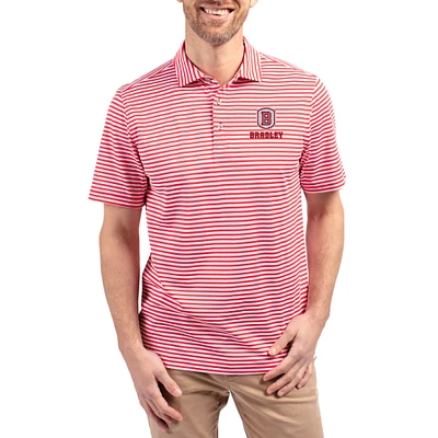 Men's Cutter & Buck  Red Bradley Braves Virtue Eco Pique Stripe Recycled DryTec Polo
