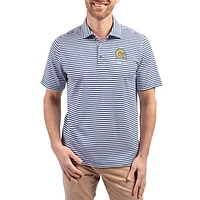 Men's Cutter & Buck  Blue Albany State Golden Rams Virtue Eco Pique Stripe Recycled DryTec Polo