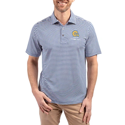 Men's Cutter & Buck  Blue Albany State Golden Rams Virtue Eco Pique Stripe Recycled DryTec Polo